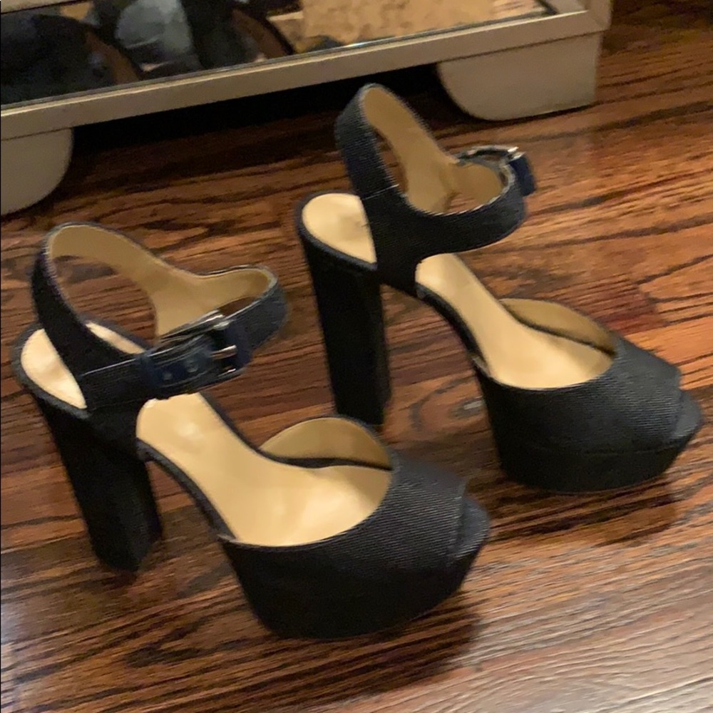 Michael Kors Denim Platform Peeptoe Shoe